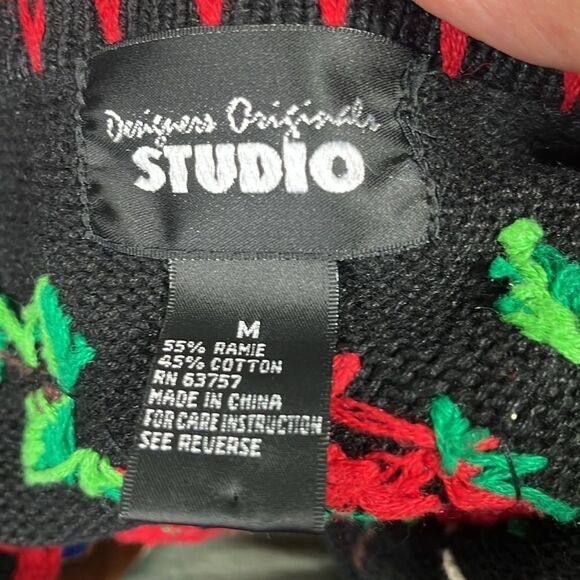 Designer Originals Studio Vintage Embroidered Ugly Christmas Cardigan Sweater - Picture 6 of 6